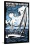 Huntington Harbour, California - Sailboat - Scratchboard-Lantern Press-Stretched Canvas