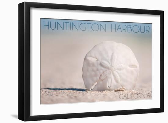 Huntington Harbour, California - Sand Dollar and Beach-Lantern Press-Framed Art Print