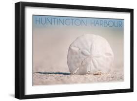 Huntington Harbour, California - Sand Dollar and Beach-Lantern Press-Framed Art Print