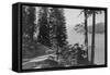 Huntington Lake, California View from Road Photograph - Huntington Lake, CA-Lantern Press-Framed Stretched Canvas
