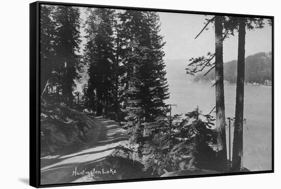 Huntington Lake, California View from Road Photograph - Huntington Lake, CA-Lantern Press-Framed Stretched Canvas