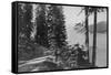 Huntington Lake, California View from Road Photograph - Huntington Lake, CA-Lantern Press-Framed Stretched Canvas