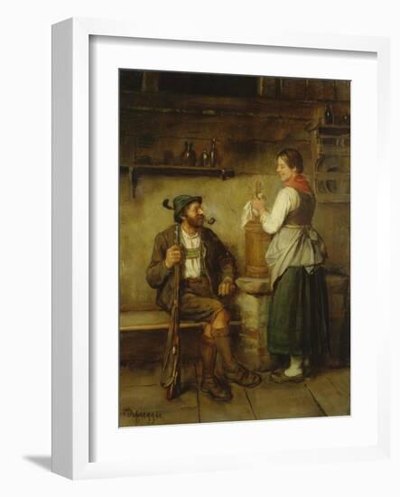 Huntsman and Maid Having a Chat in the Kitchen. after 1850-Franz Von Defregger-Framed Giclee Print