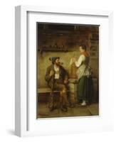 Huntsman and Maid Having a Chat in the Kitchen. after 1850-Franz Von Defregger-Framed Giclee Print