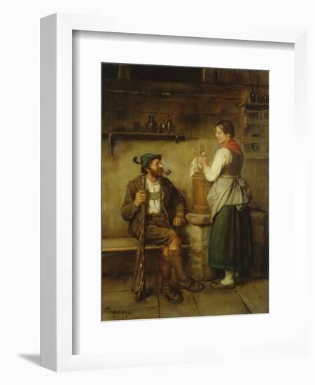 Huntsman and Maid Having a Chat in the Kitchen. after 1850-Franz Von Defregger-Framed Giclee Print