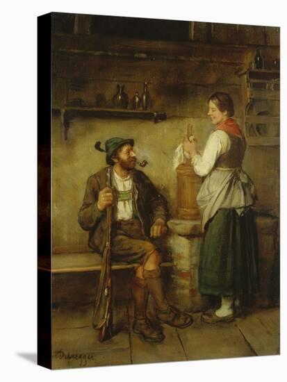 Huntsman and Maid Having a Chat in the Kitchen. after 1850-Franz Von Defregger-Stretched Canvas