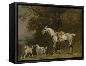 Huntsman with a Grey Hunter and Two Foxhounds: Details from the Goodwood 'Hunting' Picture-George Stubbs-Framed Stretched Canvas