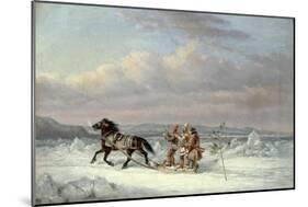 Huntsmen in Horsedrawn Sleigh-Cornelius Krieghoff-Mounted Giclee Print