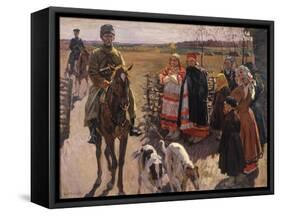 Huntsmen with Borzois, 1913-Sergei Arsenyevich Vinogradov-Framed Stretched Canvas