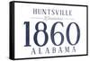 Huntsville, Alabama - Established Date (Blue)-Lantern Press-Framed Stretched Canvas