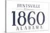 Huntsville, Alabama - Established Date (Blue)-Lantern Press-Stretched Canvas
