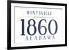 Huntsville, Alabama - Established Date (Blue)-Lantern Press-Framed Art Print