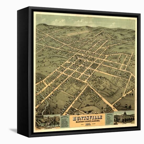 Huntsville, Alabama - Panoramic Map-Lantern Press-Framed Stretched Canvas