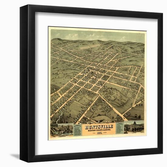 Huntsville, Alabama - Panoramic Map-Lantern Press-Framed Art Print