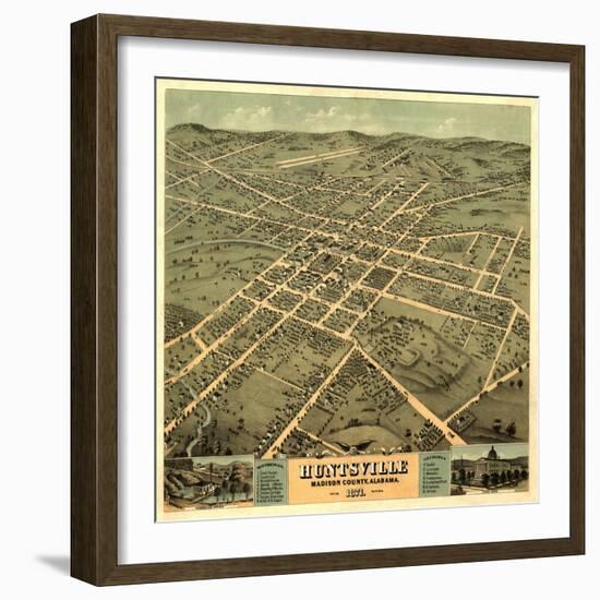 Huntsville, Alabama - Panoramic Map-Lantern Press-Framed Art Print