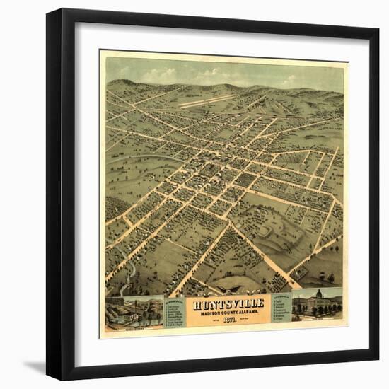 Huntsville, Alabama - Panoramic Map-Lantern Press-Framed Art Print