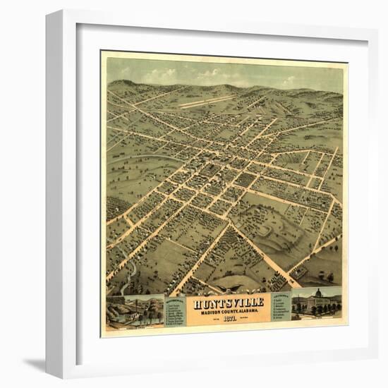 Huntsville, Alabama - Panoramic Map-Lantern Press-Framed Art Print