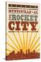 Huntsville, Alabama - Skyline and Sunburst Screenprint Style-Lantern Press-Stretched Canvas