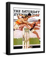 "Hurdlers," Saturday Evening Post Cover, May 4, 1935-Maurice Bower-Framed Giclee Print