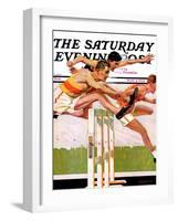 "Hurdlers," Saturday Evening Post Cover, May 4, 1935-Maurice Bower-Framed Giclee Print