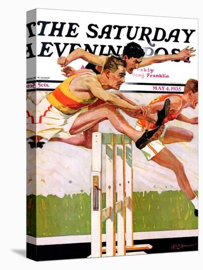 "Hurdlers," Saturday Evening Post Cover, May 4, 1935-Maurice Bower-Stretched Canvas