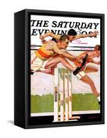 "Hurdlers," Saturday Evening Post Cover, May 4, 1935-Maurice Bower-Framed Stretched Canvas