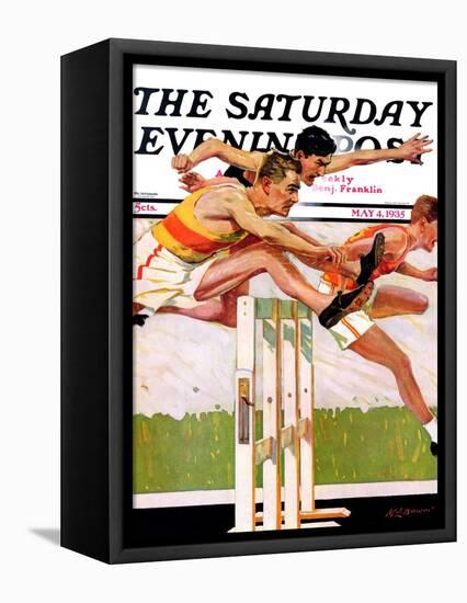 "Hurdlers," Saturday Evening Post Cover, May 4, 1935-Maurice Bower-Framed Stretched Canvas
