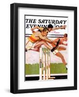 "Hurdlers," Saturday Evening Post Cover, May 4, 1935-Maurice Bower-Framed Giclee Print