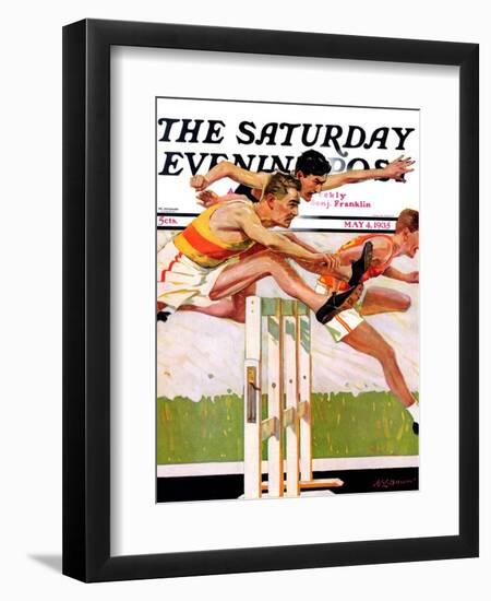 "Hurdlers," Saturday Evening Post Cover, May 4, 1935-Maurice Bower-Framed Giclee Print