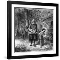 Hurdy-Gurdy Organ Player-Emile Bayard-Framed Art Print