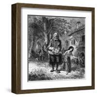 Hurdy-Gurdy Organ Player-Emile Bayard-Framed Art Print