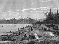 A Native American Camp at the Edge of the Yukon River, USA, 19th Century-Hurel-Laminated Giclee Print