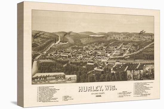 Hurley, Wisconsin - Panoramic Map-Lantern Press-Stretched Canvas