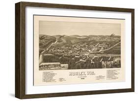 Hurley, Wisconsin - Panoramic Map-Lantern Press-Framed Art Print