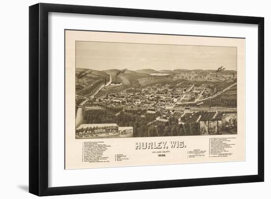 Hurley, Wisconsin - Panoramic Map-Lantern Press-Framed Art Print