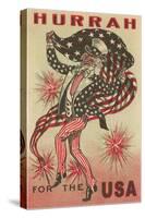 Hurrah for the USA, Prancing Uncle Sam-null-Stretched Canvas