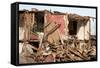 Hurricane Earthquake Disaster Damage Ruined House-ia_64-Framed Stretched Canvas