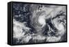 Hurricane Iselle and Hurricane Julio over the Pacific Ocean-null-Framed Stretched Canvas