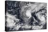 Hurricane Iselle and Hurricane Julio over the Pacific Ocean-null-Stretched Canvas