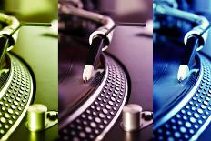 Three Colored Turntable Record Players-hurricanehank-Photographic Print