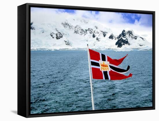 Hurtigruten Cruise Ship Postal Service Flag Displayed, Weddell Sea, Antarctica-Miva Stock-Framed Stretched Canvas