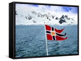 Hurtigruten Cruise Ship Postal Service Flag Displayed, Weddell Sea, Antarctica-Miva Stock-Framed Stretched Canvas