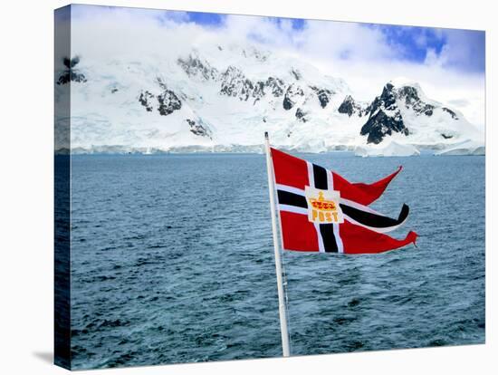 Hurtigruten Cruise Ship Postal Service Flag Displayed, Weddell Sea, Antarctica-Miva Stock-Stretched Canvas