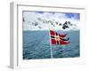 Hurtigruten Cruise Ship Postal Service Flag Displayed, Weddell Sea, Antarctica-Miva Stock-Framed Premium Photographic Print