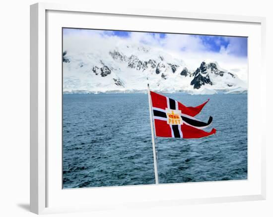 Hurtigruten Cruise Ship Postal Service Flag Displayed, Weddell Sea, Antarctica-Miva Stock-Framed Photographic Print