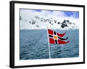 Hurtigruten Cruise Ship Postal Service Flag Displayed, Weddell Sea, Antarctica-Miva Stock-Framed Photographic Print