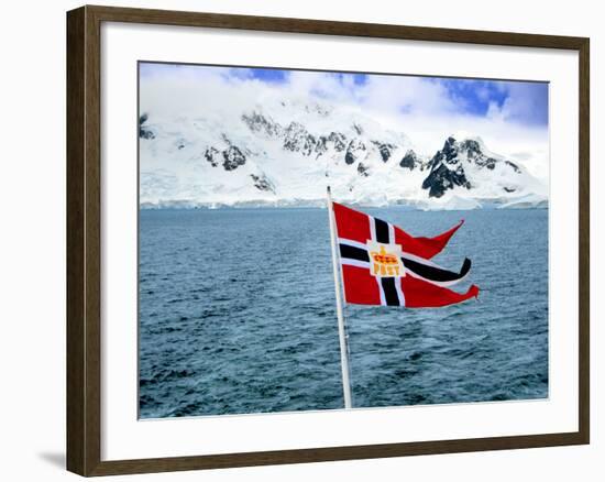 Hurtigruten Cruise Ship Postal Service Flag Displayed, Weddell Sea, Antarctica-Miva Stock-Framed Photographic Print