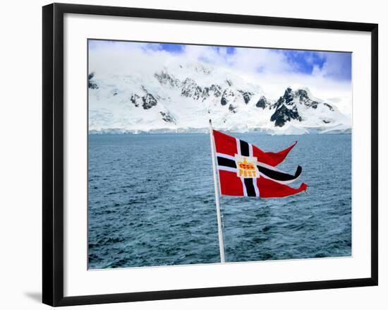 Hurtigruten Cruise Ship Postal Service Flag Displayed, Weddell Sea, Antarctica-Miva Stock-Framed Photographic Print