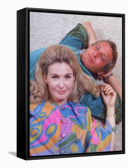 Husband and Wife Actors Paul Newman and Joanne Woodward-Mark Kauffman-Framed Stretched Canvas