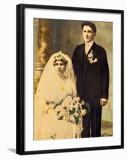 Husband and Wife in a Wedding Portait, Ca. 1916-null-Framed Photographic Print